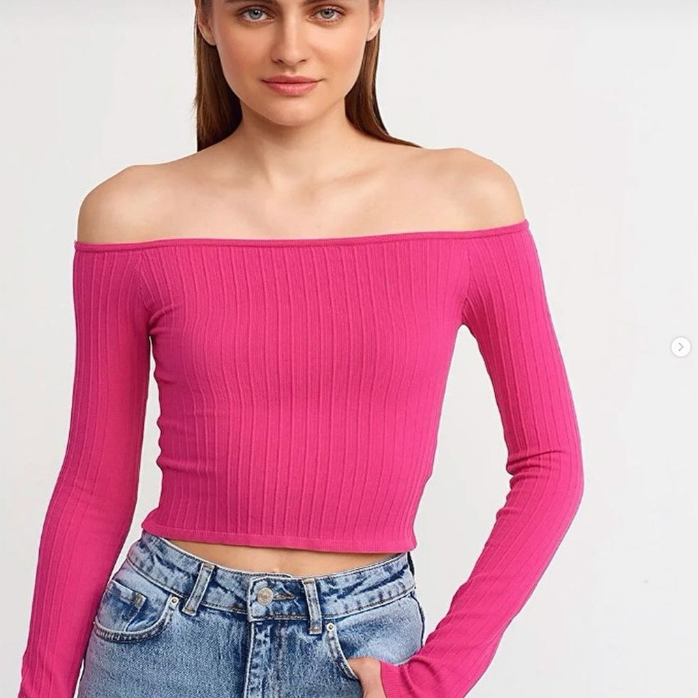 Fuşya Crop , Makaron Butik