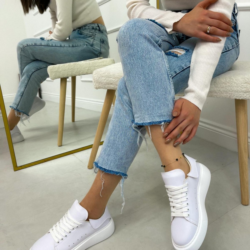 Beyaz İthal Tasarım Sneaker , Makaron Butik