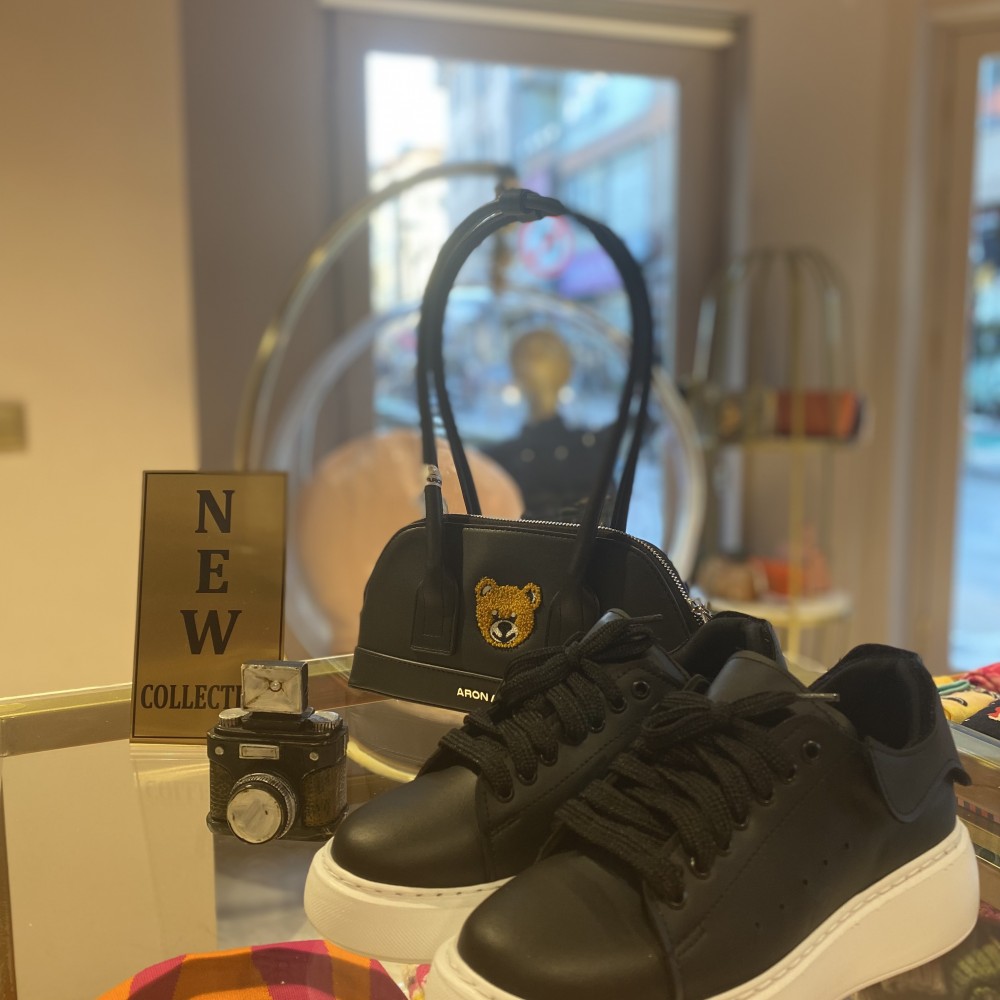 Siyah İthal Tasarım Sneaker , Makaron Butik