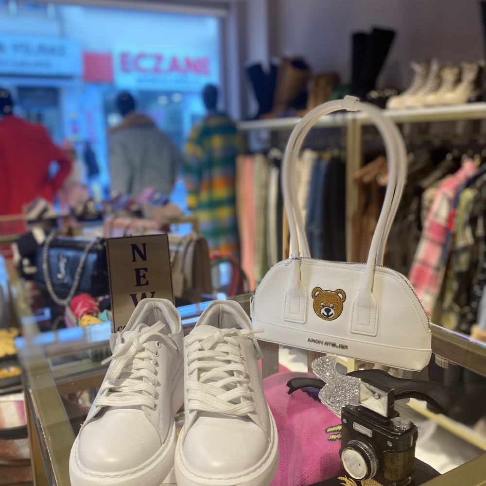 Beyaz İthal Tasarım Sneaker , Makaron Butik