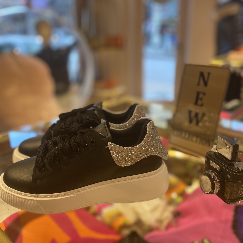 Siyah İthal Tasarım Sneaker , Makaron Butik