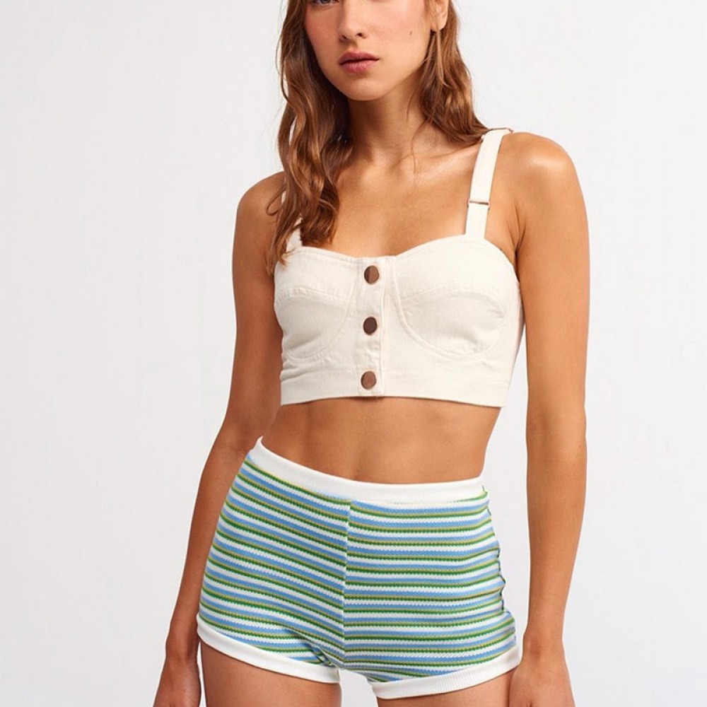 Orjinal Marka Crop Top-Şort Takım , Makaron Butik